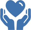 Ícone de duas mãos segurando um coração representando os valores da BellaPesca