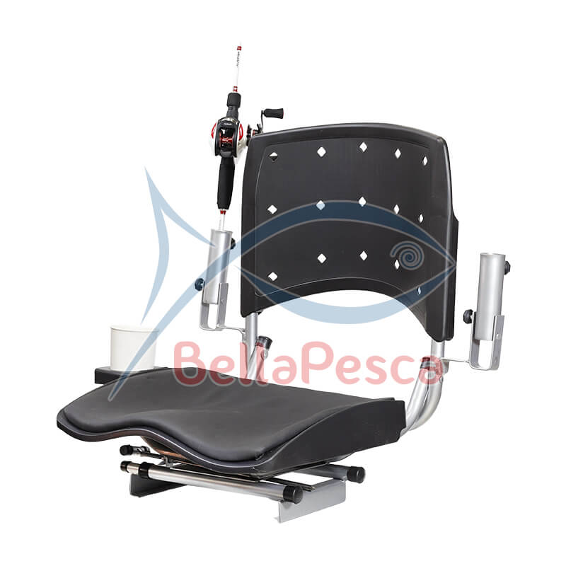 Cadeira giratória anatômica dobrável para barco com 2 suportes de vara + porta copo