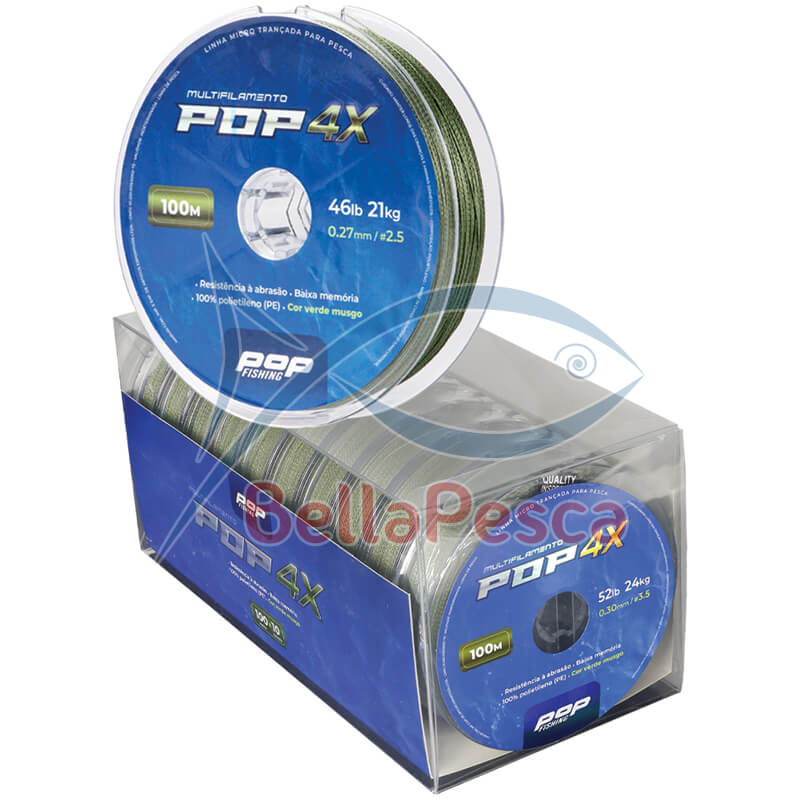 Linha multifilamento POP 4X com 100 metros - Verde musgo