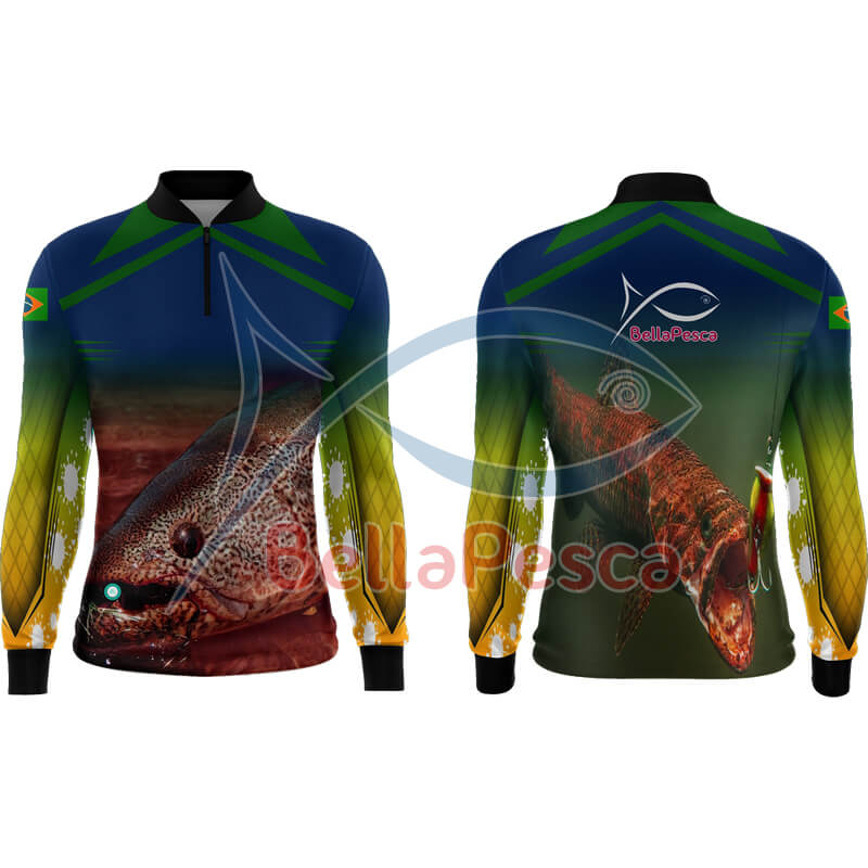 Camiseta masculina com estampa de peixe traíra